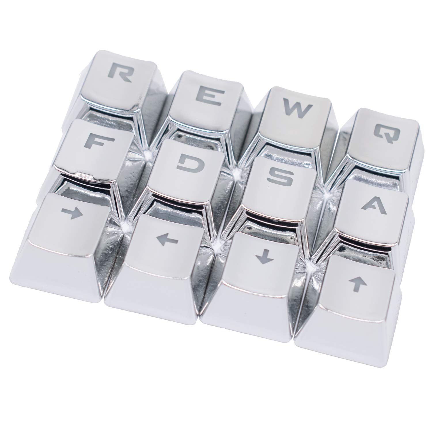 Juego de 12 Teclas PBT retroiluminadas metálicas galvanizadas para Teclado mecánico Cherry MX Axis TLT Retail FPS y MOBA Gaming Switch QWER/ASDF/WASD/Direction con Extractor de Llaves