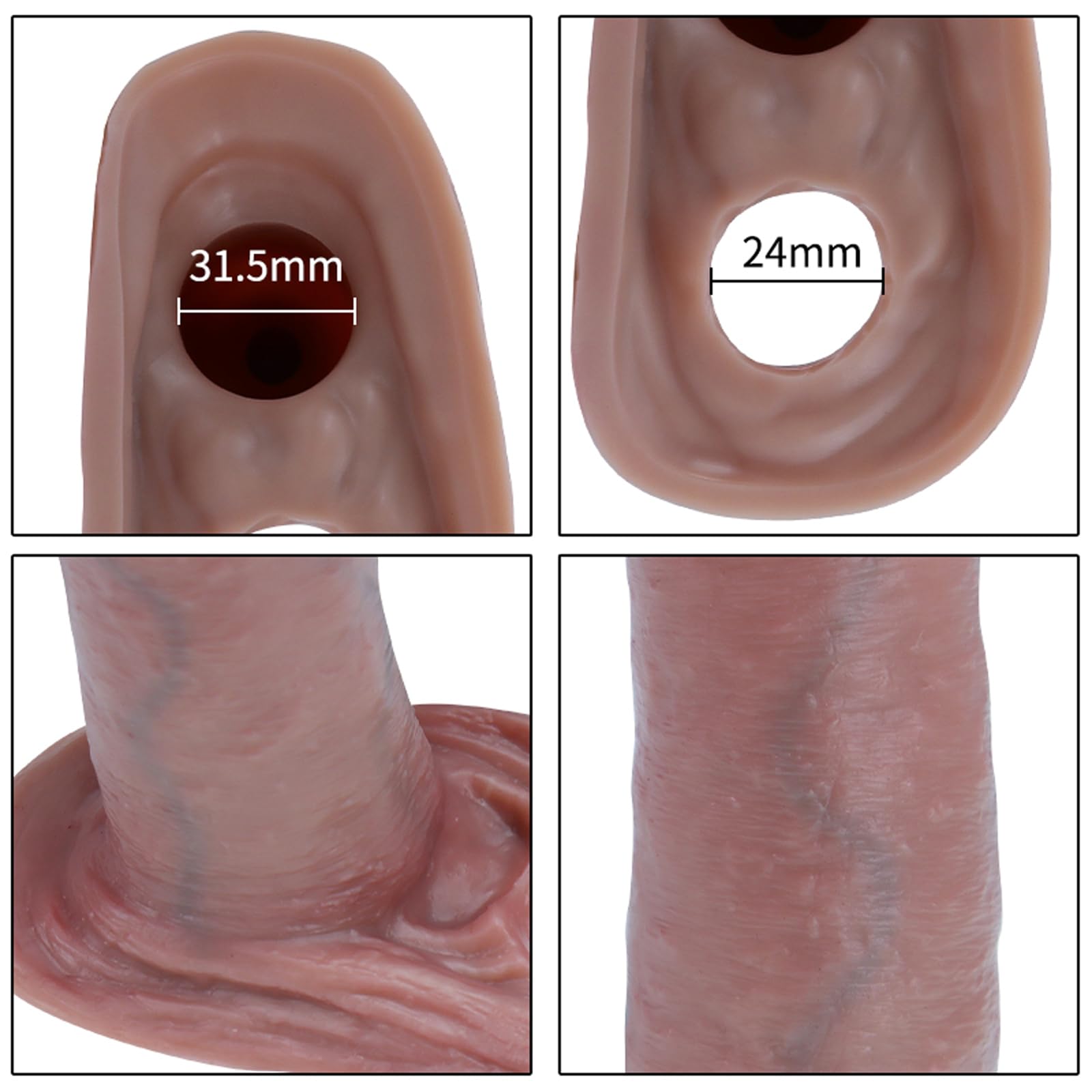 Juguetes sexuales para hombres, esposas de silicona para pene con anillo testicular y estructura venosa, funda para pene para extensión de pene, funda para pene, esposas para pene(L)