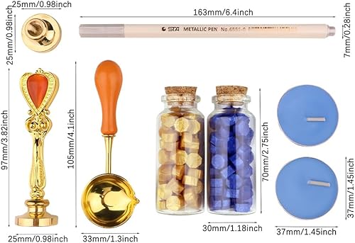 Miniatura 2 de PORXFLY Juego de 2 sellos de cera con letra J, kit de sellos de cera del alfabeto inicial, caja de regalo vintage, sello de la serie de letras de la