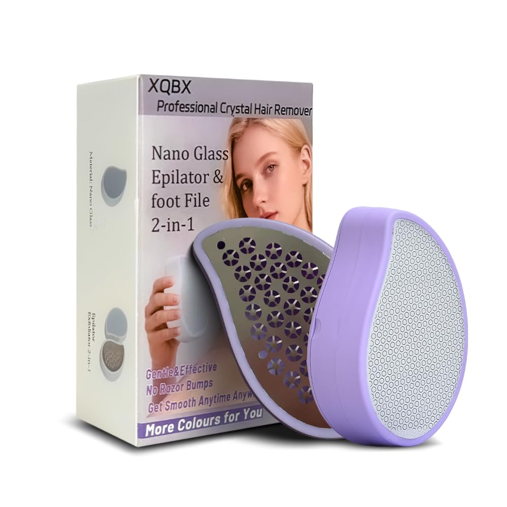 Exfoliante compacto 2 en 1 para depilación y pies, herramienta de cristal nanocristalino para una piel suave y rápida + lima de pies de microcuchillas de 195, sin desorden, ideal para gimnasio y