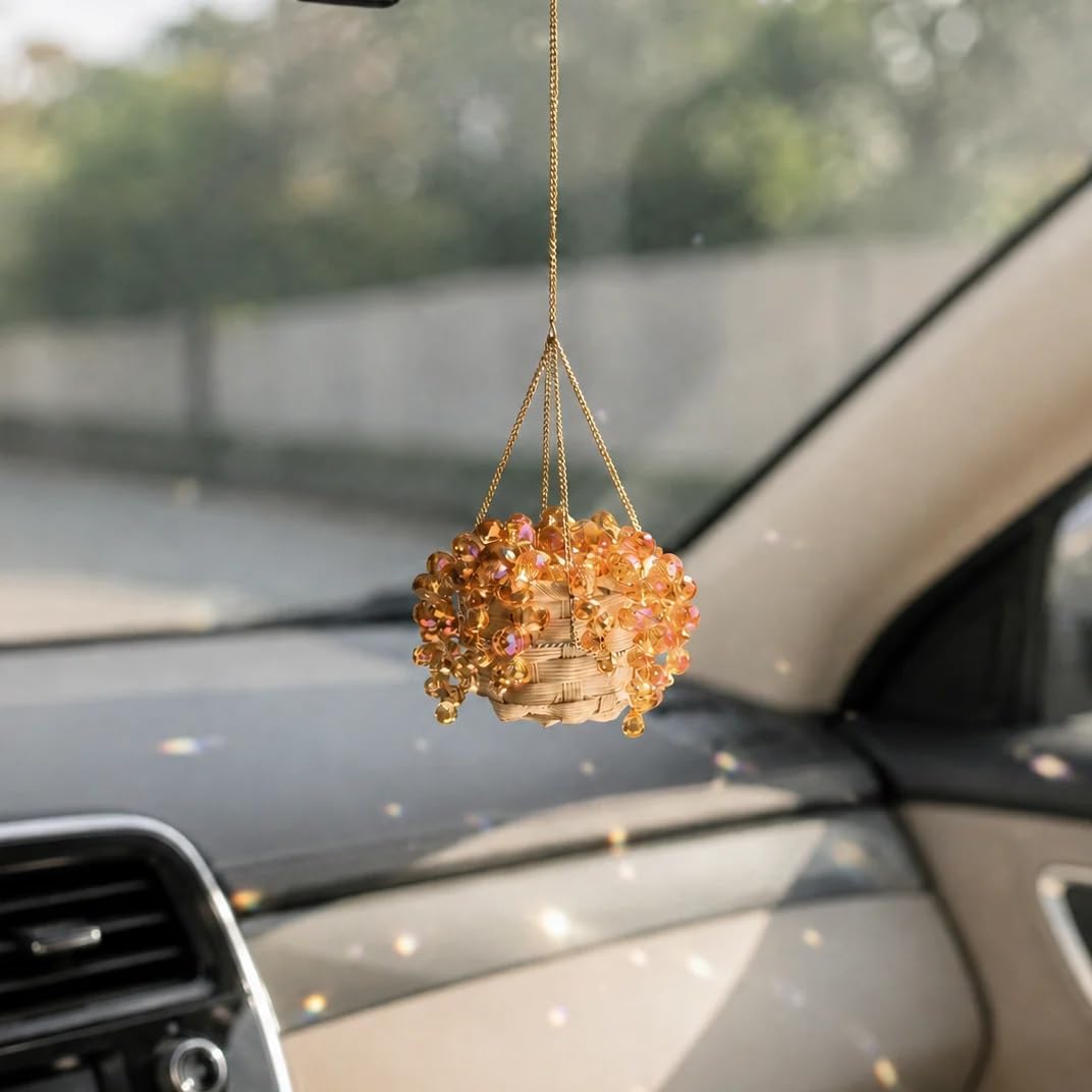 Bobble Sprig Beaded Plant Car Charm DIY Kit, 120 Beads - Mini Orange
