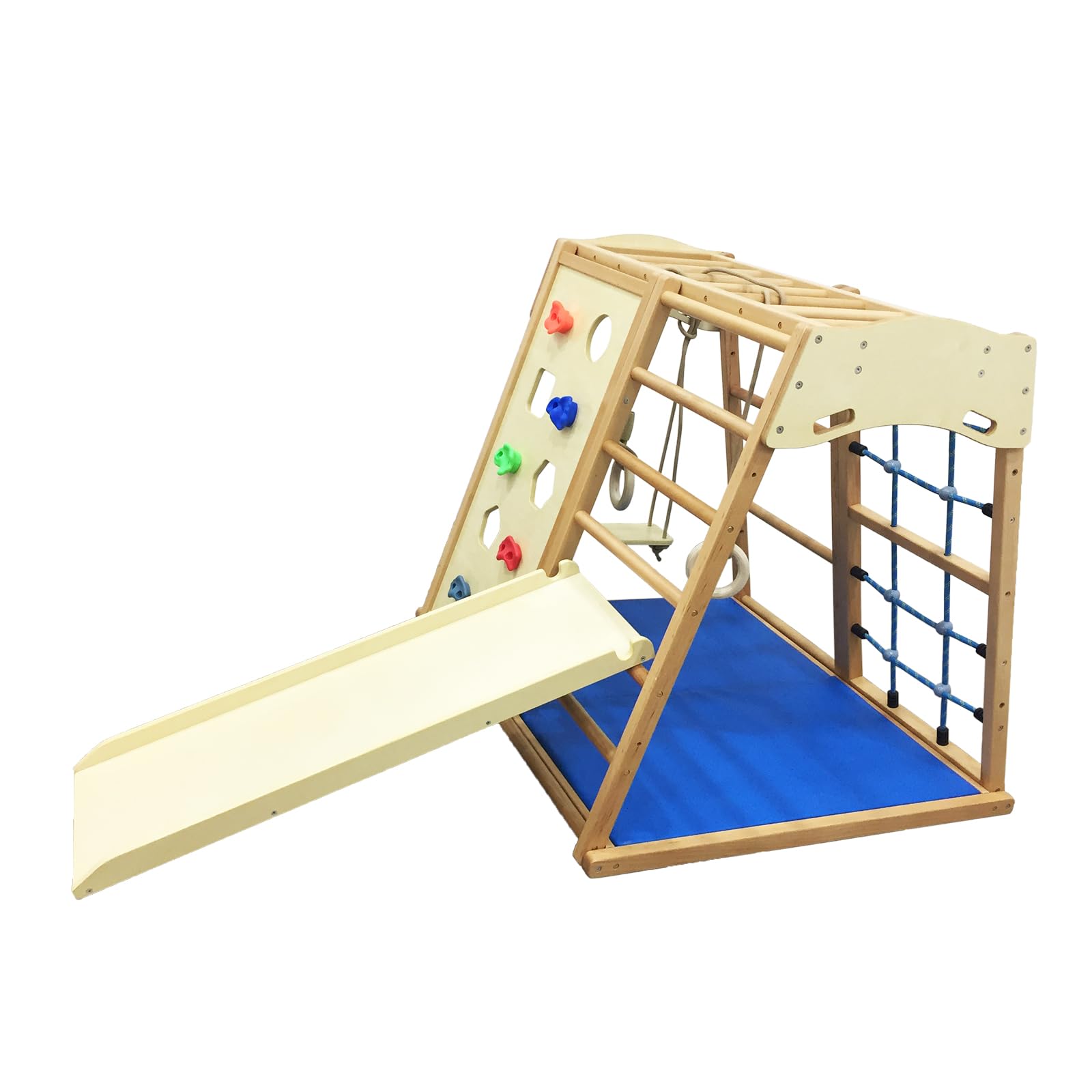 X Iangyu 6 In 1 Solid Wood Climbing Frame For Kids. Rock Slide Swing Combo. Indoor Playground Toddlers And Children'S Gym. Double-Sided (Climbing/Slide)