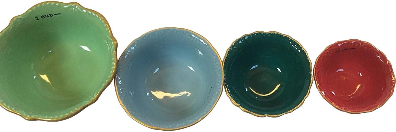 The Pioneer Woman Measuring Bowl Set 4pc Frost Floral Cups