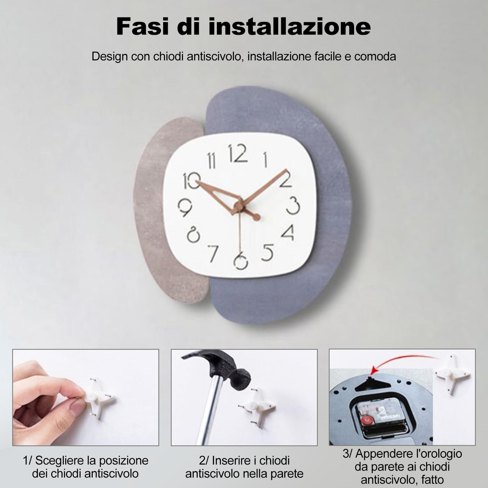 Ergocar Orologio Da Parete Moderno Con Decorazione Artistica Per La Casa, Soggiorno, Muto, Batteria