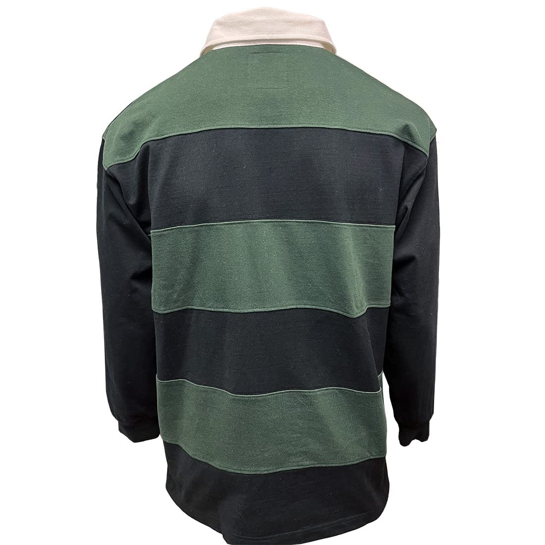 Lansdowne Four Provinces Irland Rugby Shirt, Bestickt, Grün-schwarz gestreiftes Langarm Rugby Polo
