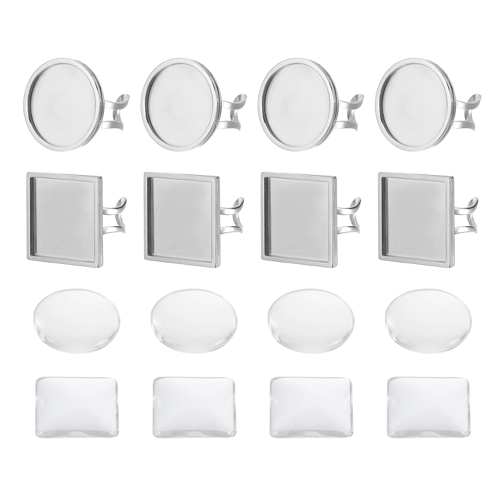 Cabochons vierges en métal avec plateau plat de 25 mm et verre transparent