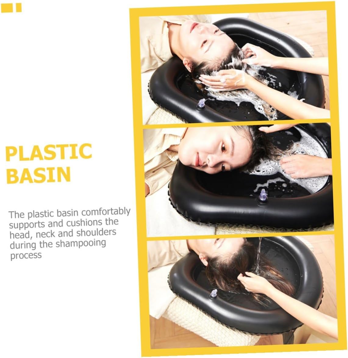 Inflatable Portable Shampoo Basin with Drain Ergonomic Neck Support Lightweight Hair Washing Tray for Bedridden Seniors Pregnant Women Home Use