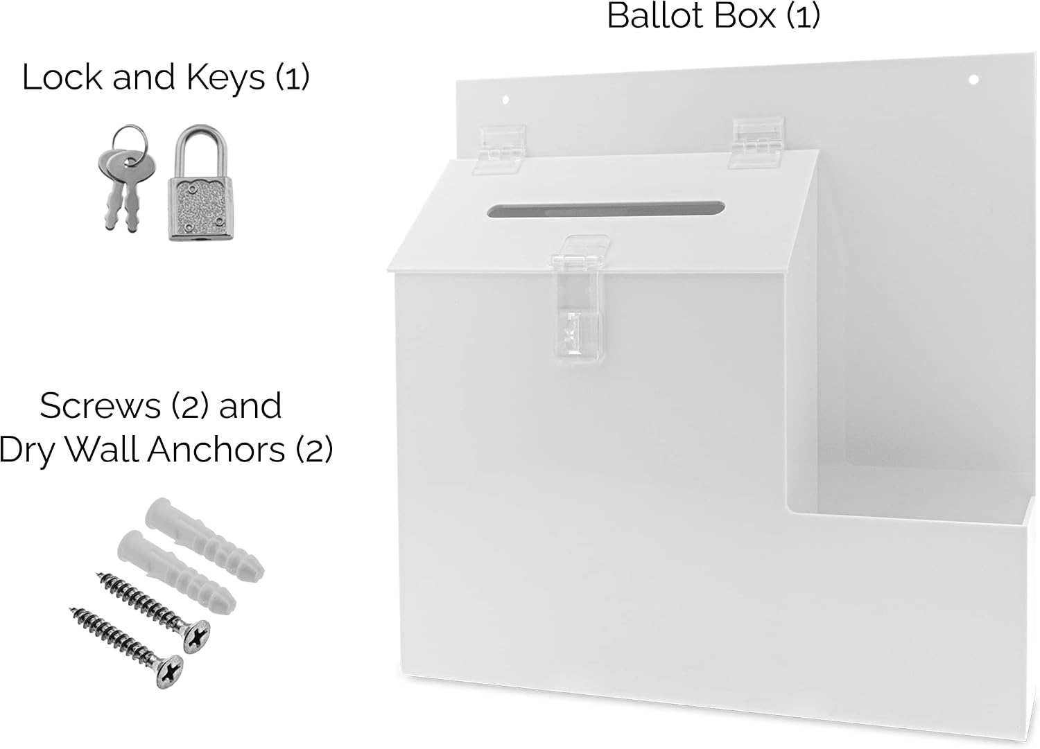 Marketing Holders Suggestion Ballot Box with Locking Top with TriFold Brochure Pamphlet Attachment Holder