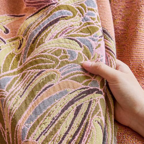 Image of VANJOROY Boho Throw Blanket 60 inch x 80 inch, 100% Organic Cotton Breathable Skin-Friendly Ultra Soft Bed Quilt Throw - Floral Rustic Decor Luxury Reversible Blanket for Sofa Couch Chair and Gift,
