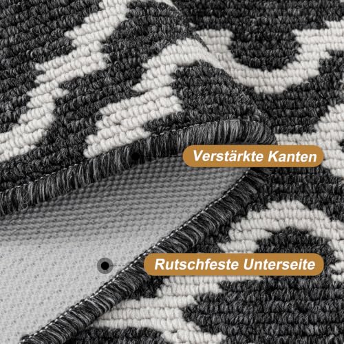 SHACOS Teppich Läufer Flur Waschbar 60x180 cm, Teppichläufer Dünn, Schwarz – Ansicht 3