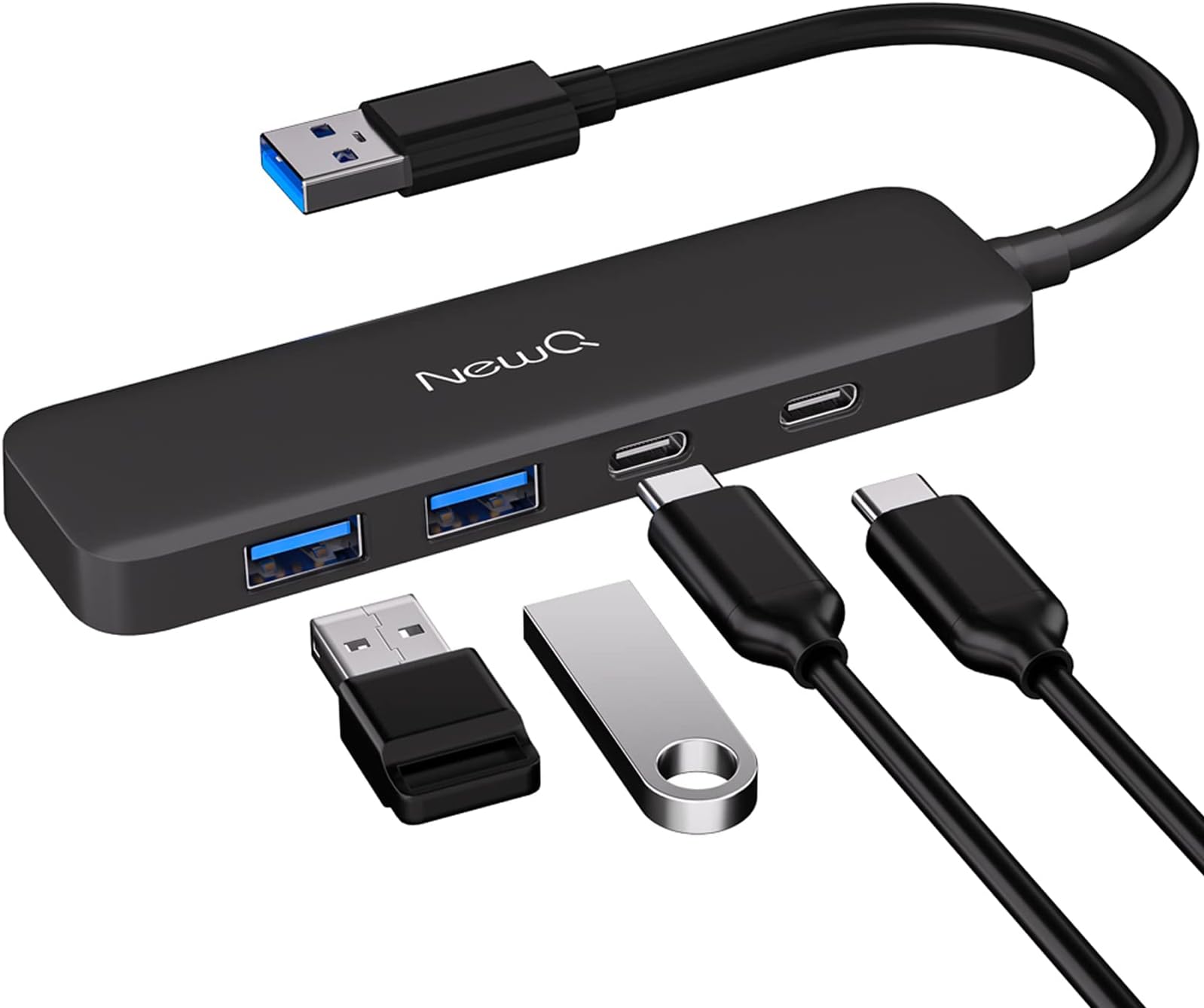 - Dual USB C USB A 3.0 Hub: USB Hub 4 Ports with 2* USB-C 3.0 and 2* USB-A 3.0, Ultra Slim Portable USB Splitter Adapter for Laptop, PS4, Flash Drive, HDD, Xbox, Printer, Mouse, Keyboard, Computer