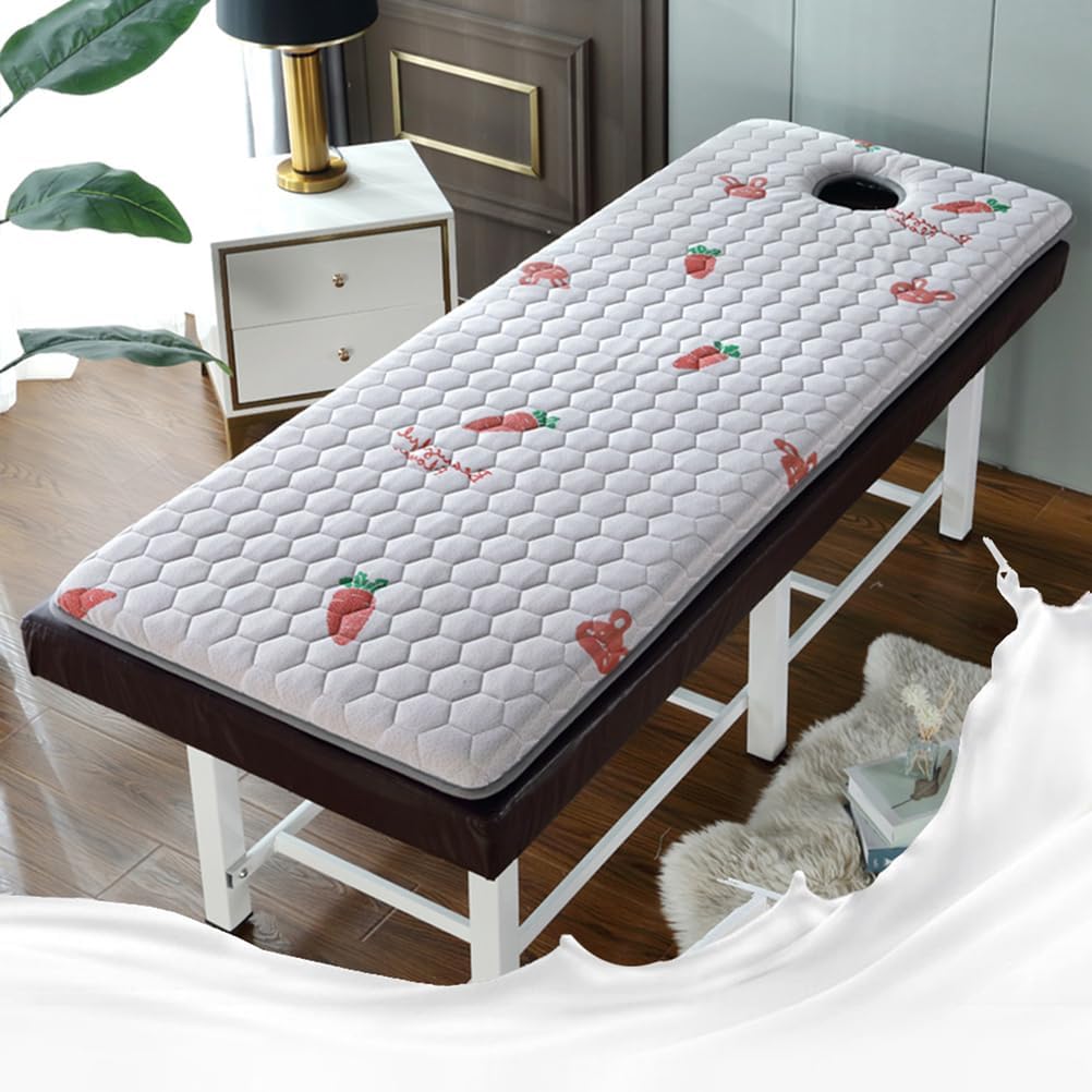 Radish,60x180cm,Round Head Beauty Bed Mattress with Face Breathing Hole Non-Slip Massage Table Cushion Topper Memory Foam Foldable Spa Table Mattress Pad for Beauty Salon Treatment Bed