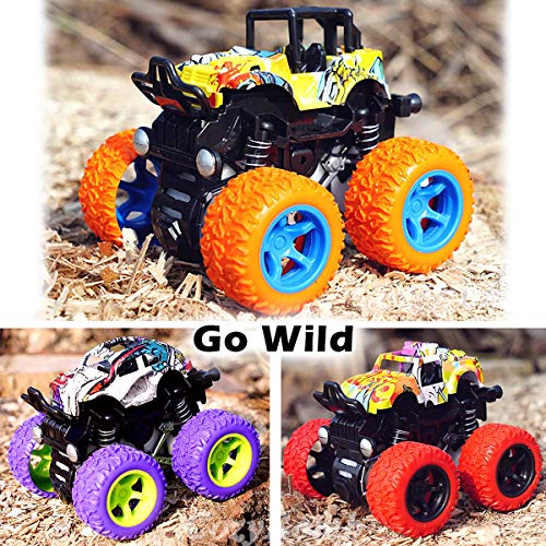 CozyBomB Friction Powered Monster Trucks Toys for Boys - Push and Go Car Vehicles Truck Jam Playset, Inertia Vehicle Cars, Kids Birthday Christmas Party Supplies Gift 3 Years Old 3-Pack - Image 4