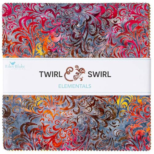 Expressions Batiks Twirl & Swirl Elementals 42 10-inch Squares Layer Cake Riley Blake 10-21901-42