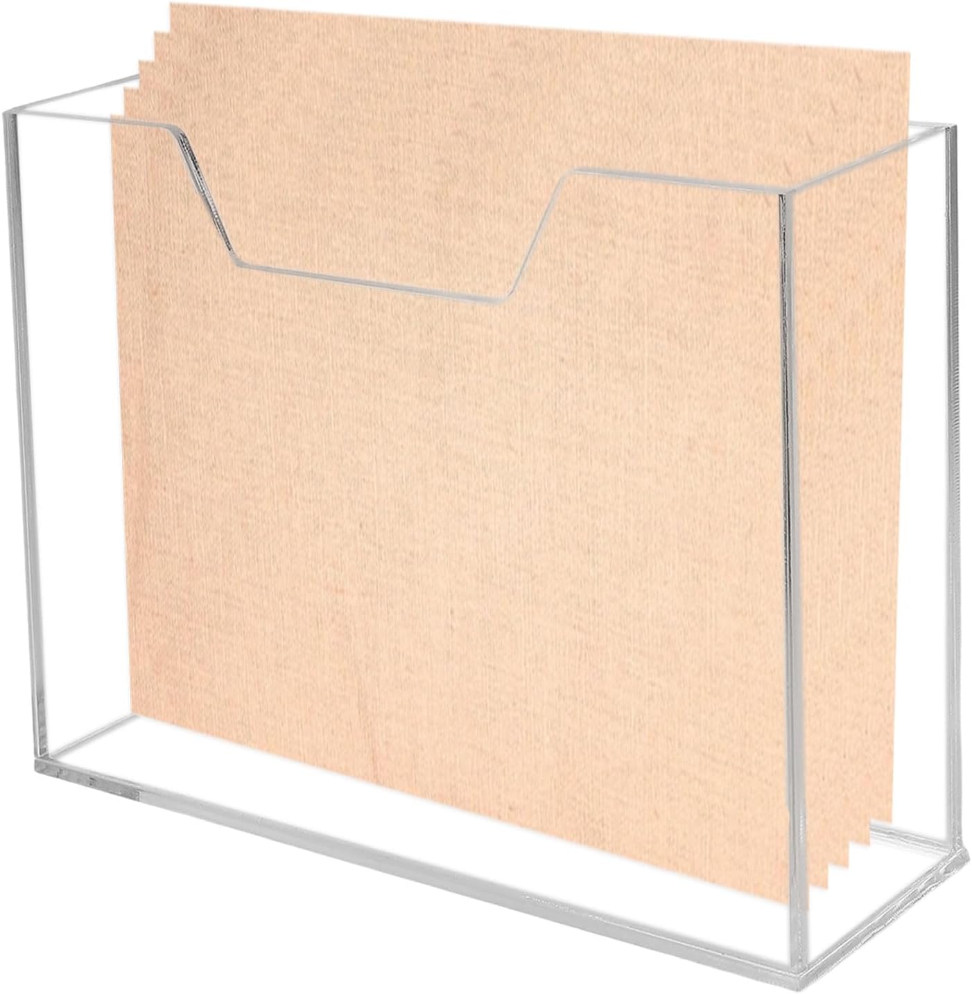 GLOBLELAND Acrylic Napkin Holder for Bathroom 7.1" Long Clear Napkin Tray Waterproof Splashing Vertical Paper Holder for Kitchen Hand Home Hotel Office