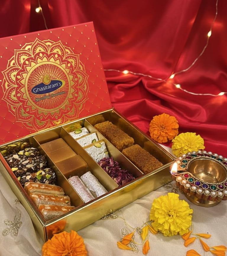 Ghasitaram's Assorted Sweets Gift Box, 500gms for Diwali, Rakhi, Bhaidooj-image-13