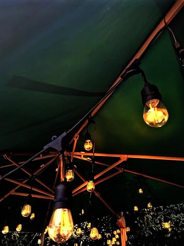 Miniatura 4 de Tira de luces LED para patio al aire libre de 25 pies. Tira a prueba de agua IP65 con 12 bombillas inastillables. Luces de Navidad resistentes con