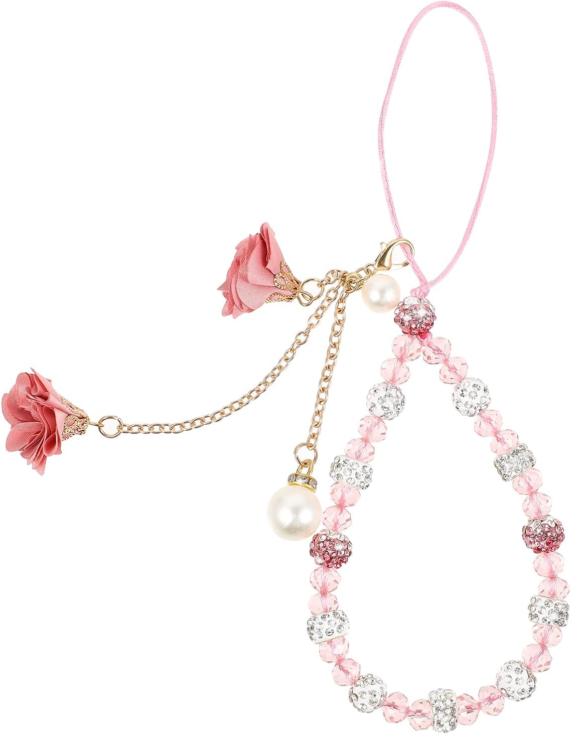 Hemobllo Cell Phone Straps Creative Crystal Flower Pendant Phone Charm Non-Slip Phone Lanyard Wrist Strap for Decoration