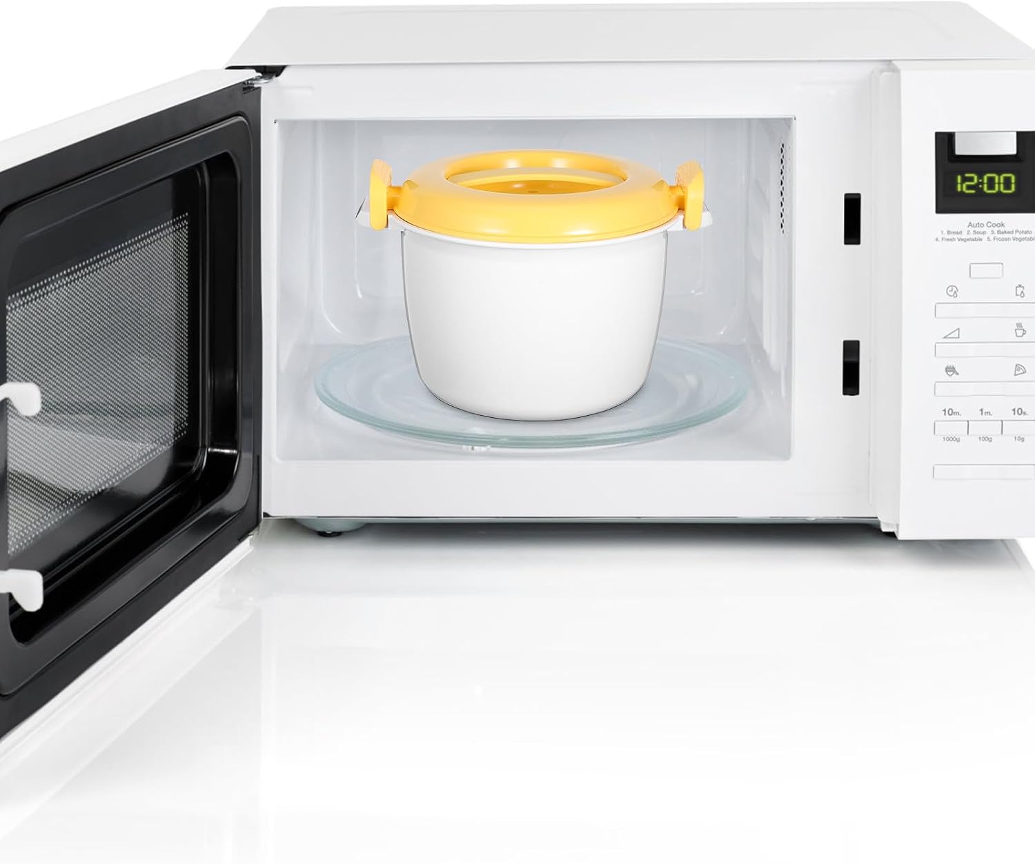 Microwave Rice Cooker Bento Box 20x11.5cm Yellow Multifunctional Food Container Microwaveable Rice Cooking Pot for Home Use