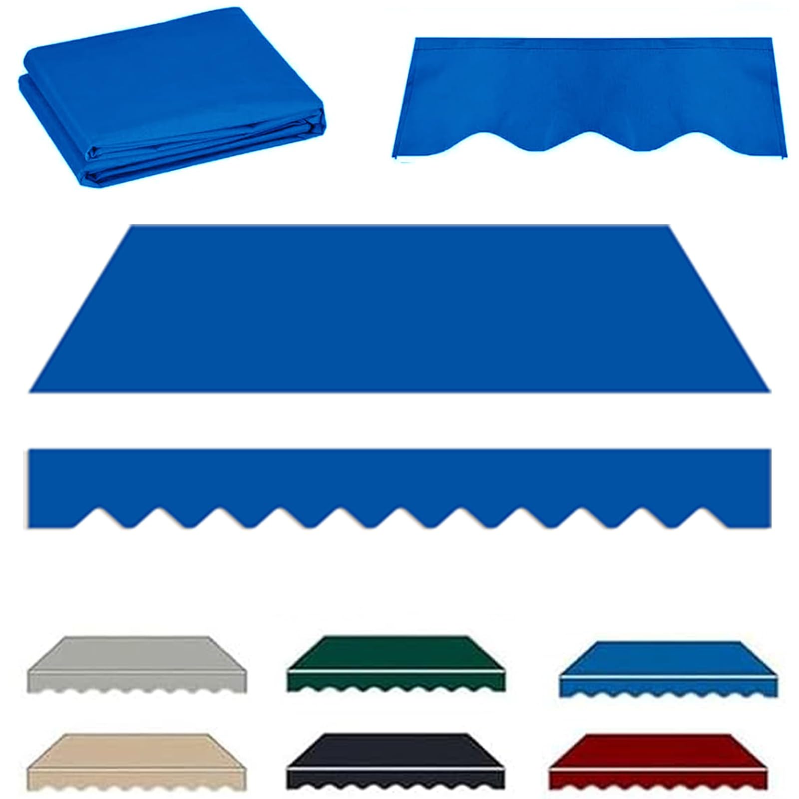ROFBIHG Retractable Patio Awning Replacement, Heavy Duty Outdoor Canopy Top Cover, UV & Water-Resistant Polyester Replacement Canvas for Awnings, Balcony, Yard(Blue,6.5x3.5m(21.3x11.5ft))