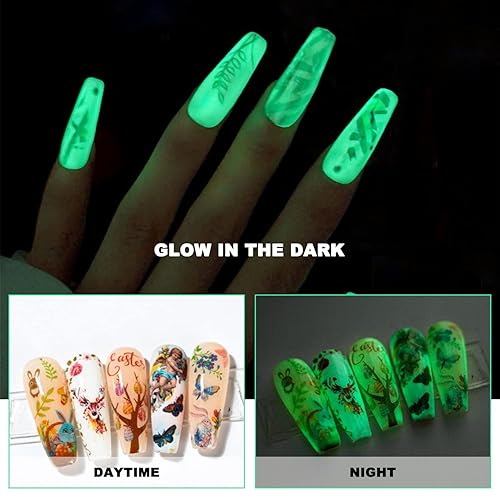 Miniatura 6 de Esmalte de uñas en gel que brilla en la oscuridad, translúcido que cambia de color, 0.5 onzas líquidas, capa superior de neón para arte de uñas para