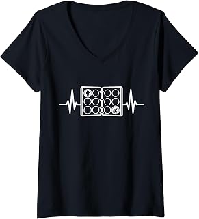 Women's Heartbeat Coin Collector Numismatics Coin Collecting V-Neck T-Shirt