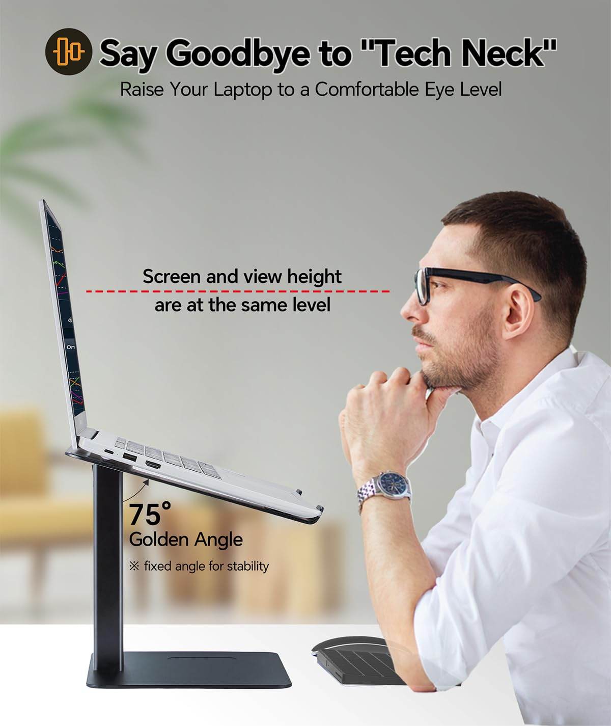supamir Adjustable Laptop Stand for Desk DJ Laptop Riser, Standing Desk Converter - Image 2