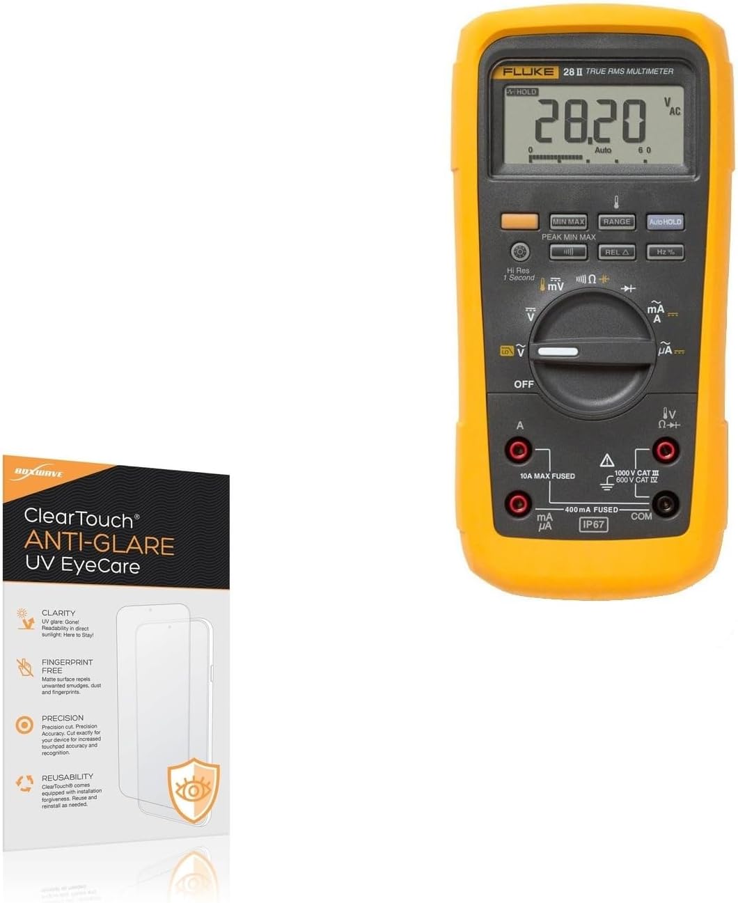 BoxWave Screen Protector Compatible With Fluke Fluke 28 II - ClearTouch Anti-Glare Anti-UV EyeCare (2-Pack), Filters out Harmful Blue Light Reduce Fatigue