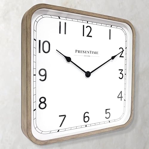Miniatura 4 de Presentime & Co. Reloj cuadrado Anton moderno de 16 pulgadas, silencioso, sin tictac, arte de pared y reloj para decoración del hogardecoración de