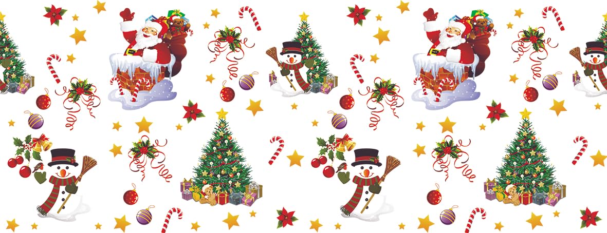 Nappe Toile Cirée de Noël – New Year Blanc – Nappe Festive de Noël – Imperméable et Anti Tâche Largeur 140 cm – Roulé sur Un Tube en Carton (sans Plis) (Ovale 140x300cm)