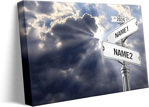 Miniatura 9 de Impresiones en lienzo personalizadas letrero de calle Crossroads para parejas, arte de pared, nombres y fechas, regalo personalizado, impresión en