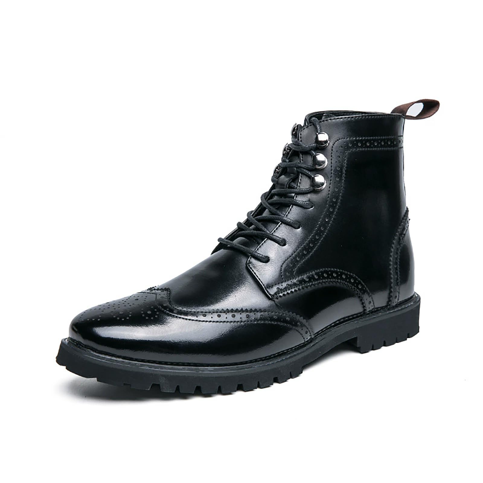 Stivali da Sera Uomo con Punta Alata, Stile Brogue con Lacci | Stivali Oxford con Punta Alata, Stivali Moto alla Caviglia, Stivali Chelsea Formali