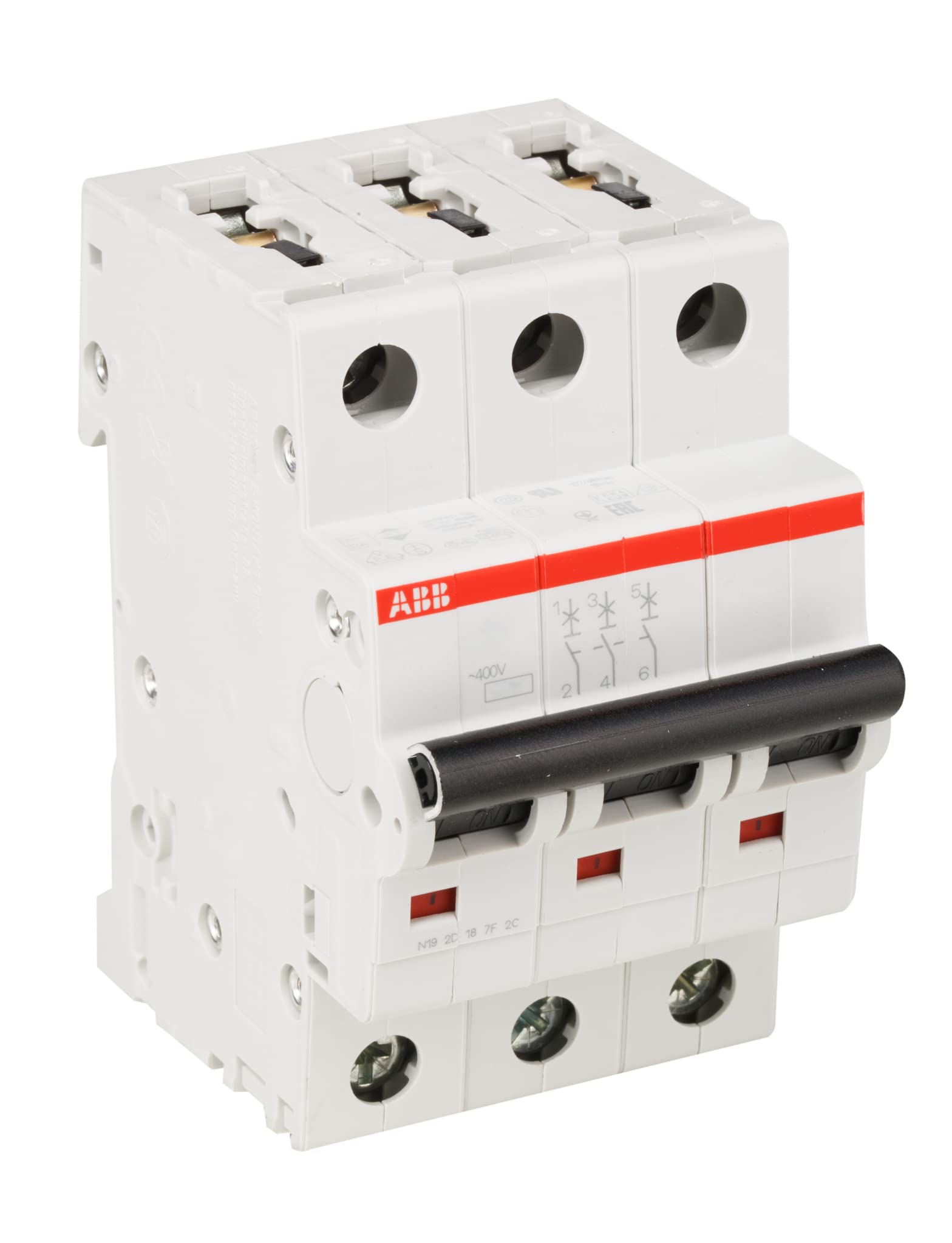 ABB SH203-C10 Miniature Circuit Breaker, 3 Pole, 10 Amp (ABB2CDS213001R0104)