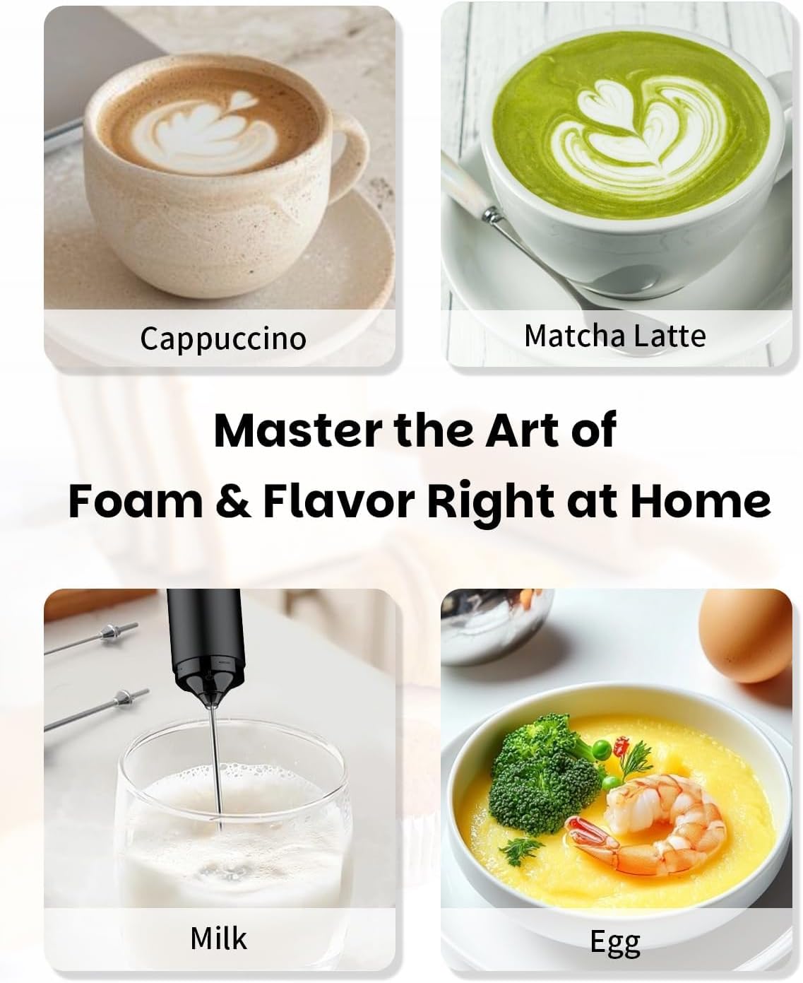 Pawfly Mousseur à lait rechargeable avec fouet en acier inoxydable mousseur à main puissant pour cappuccino latte matcha chocolat chaud mélangeur électrique portable — vue 7