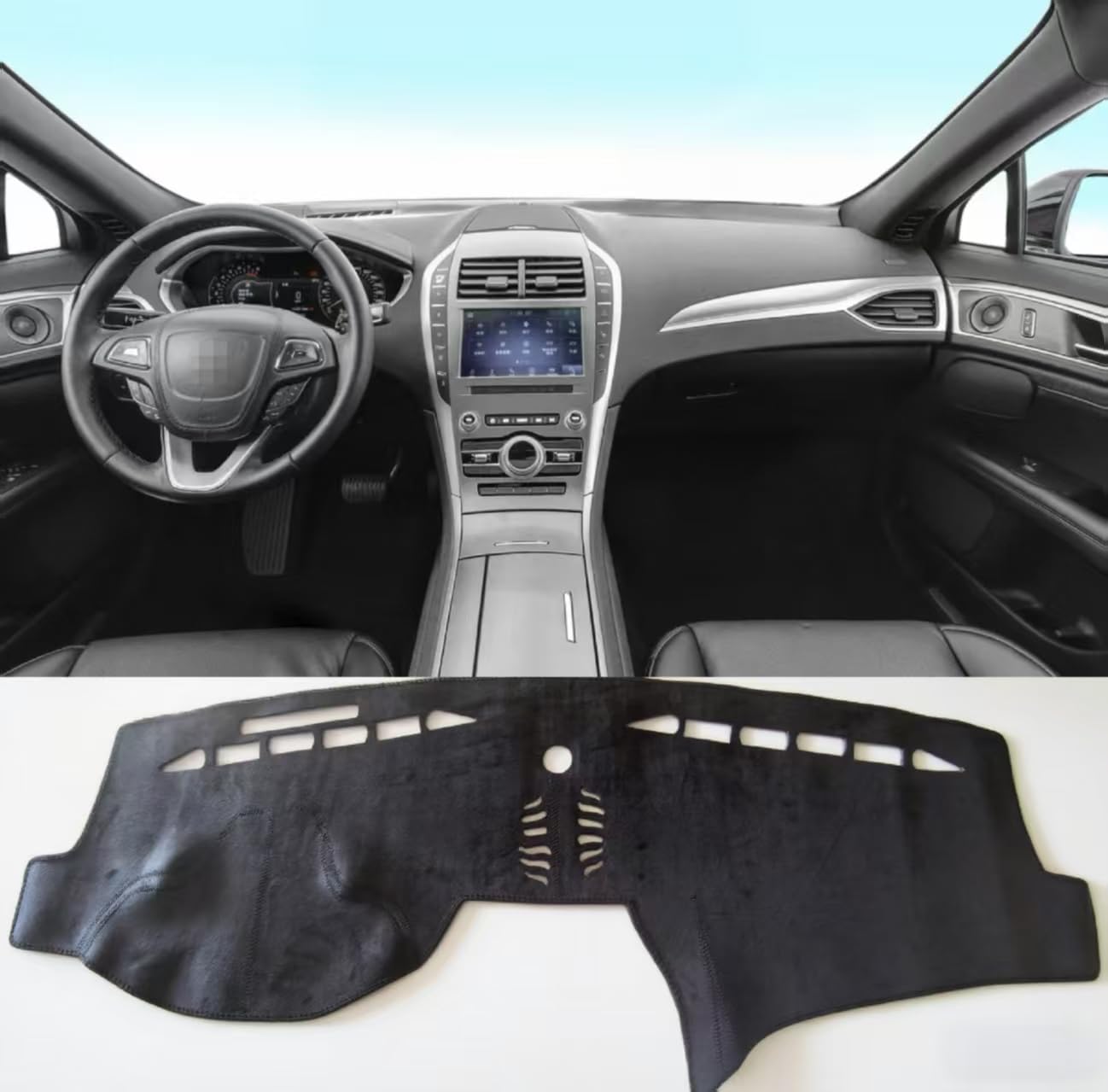 Car Dashboard Cover Mat Carpet Compatible for 2013 2014 2015 2016 2017 2018 2019 2020 Lincoln Mkz Without HUD with Warning Light Dash Mat Sunshade Windshield Glare Black