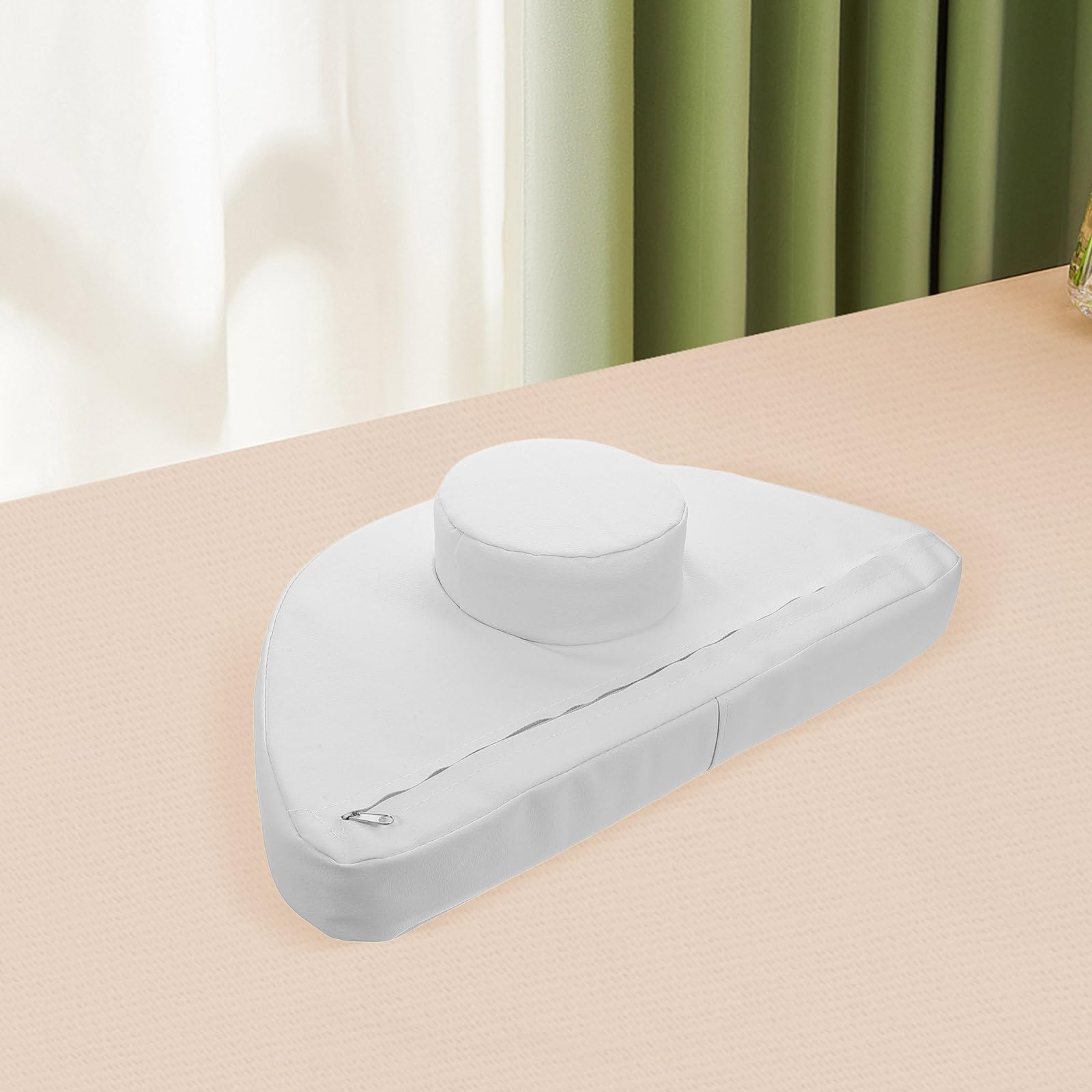 Uonlytech Almohada Interior para Camilla de Masaje Facial Color Blanco Núcleo Redondo Antivuelco, Reposacabezas Ergonómico para Cuello y Hombros, Cojín Profesional para Salón de Belleza