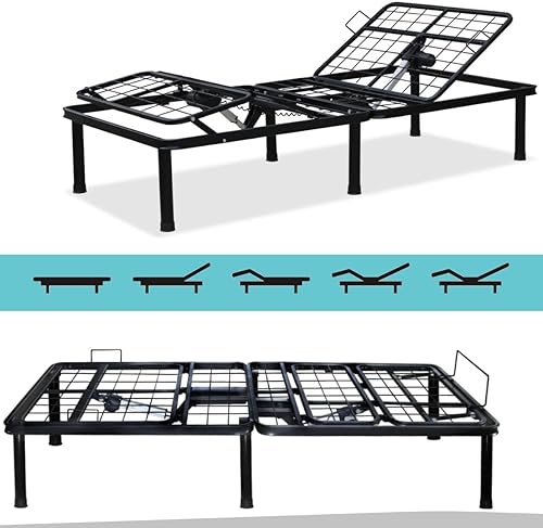 Miniatura 4 de MICOUD Base de cama ajustable con marco de metal completo que soporta 705 libras de cabeza y patas que se pueden levantar de forma independiente, la