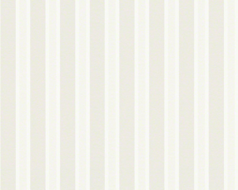 CONCORD WALLCOVERINGS ™ Classic Wallpaper Roll 56 Sq Ft, Stripes & Plain Design in Beige & White, Non-Self-Adhesive, Lightly Textured Surface – 32.8ft x 21in (10m x 53cm) WP5