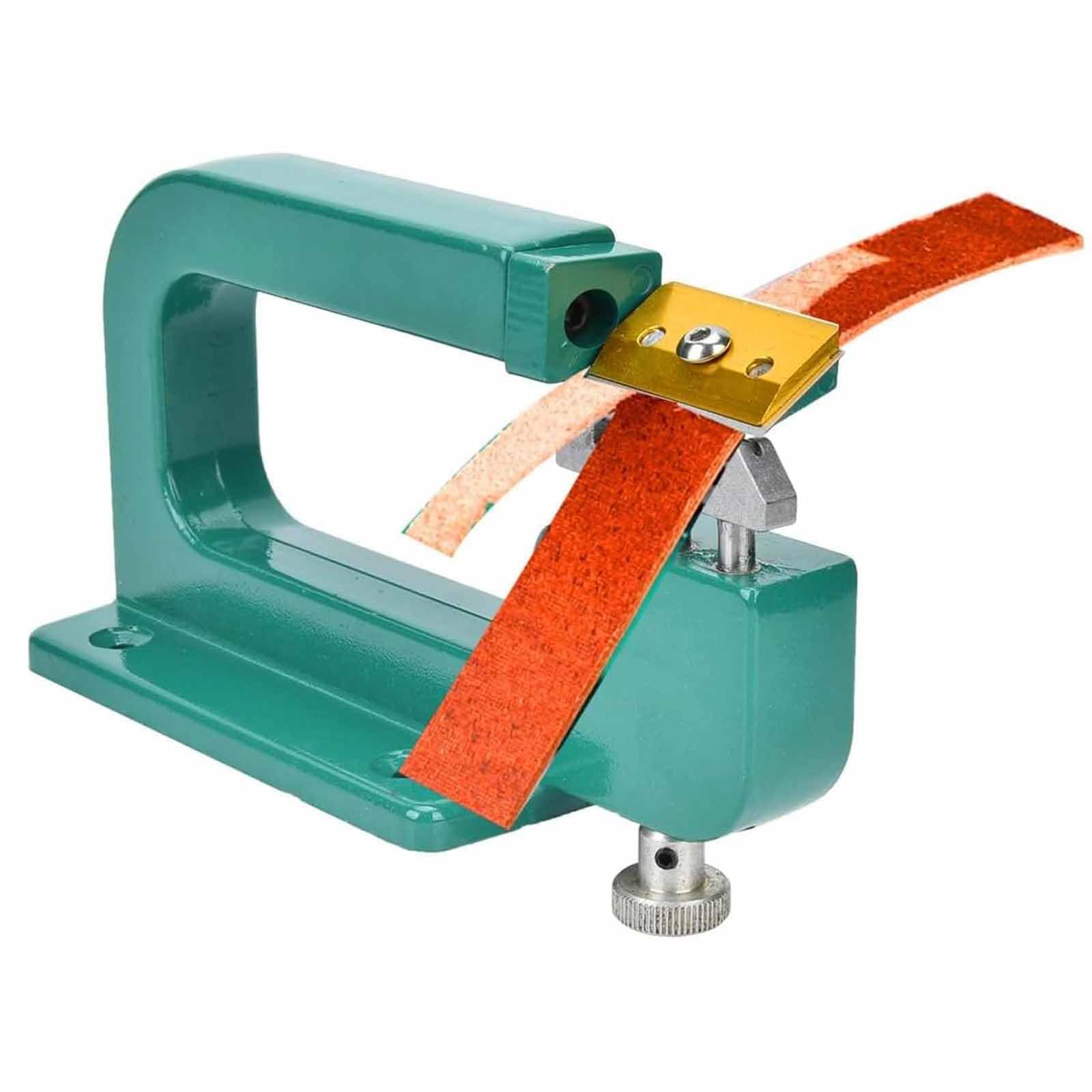 YXZQLOZ Leather Skiving Tool—A handheld tool featuring 4 rollers and 3 blade options, suitable for trimming, skiving, paring, and cutting in leather DIY projects.