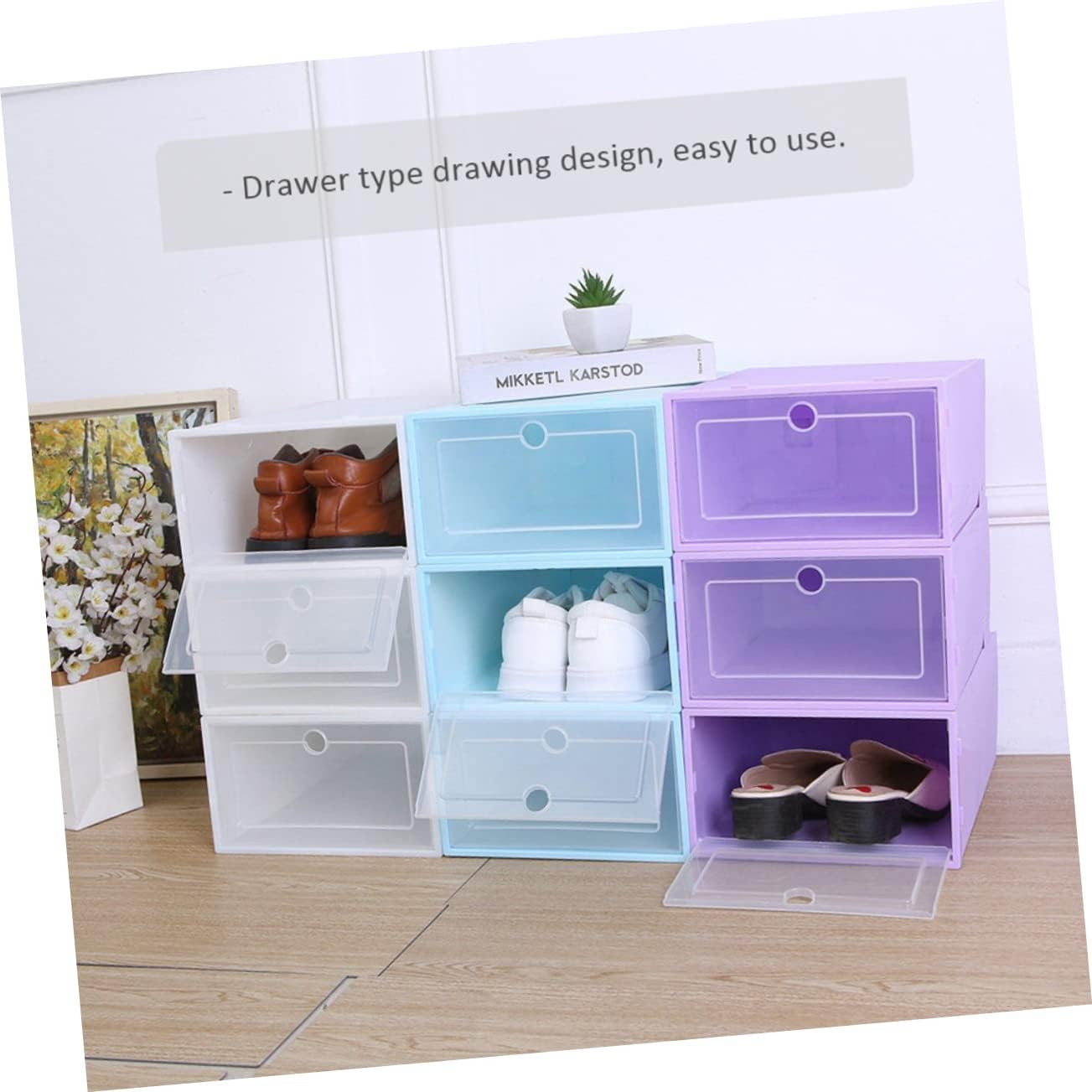 Ciieeo 6pcs Stackable Transparent Shoes Box Space Saving Organizer with Breathable Design Environmental Material for Protecting Your Shoes and Damage