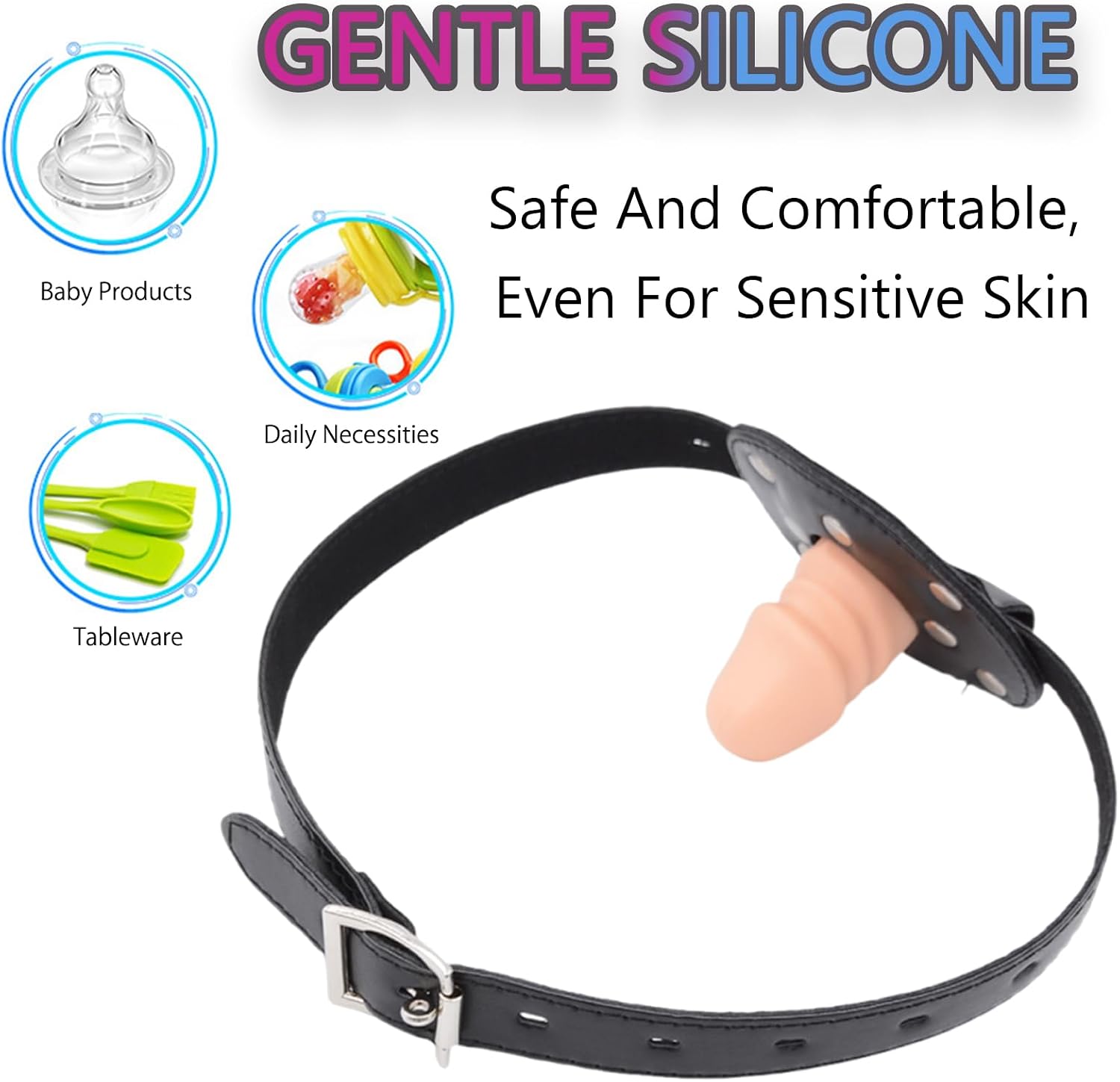 Penis Silicone Dildo Open Mouth Gag 5.5cm Lockable Strap Adjustable BDSM Bondage Mouth Muzzle Fetish Sex Toy for Couples Self Bondage
