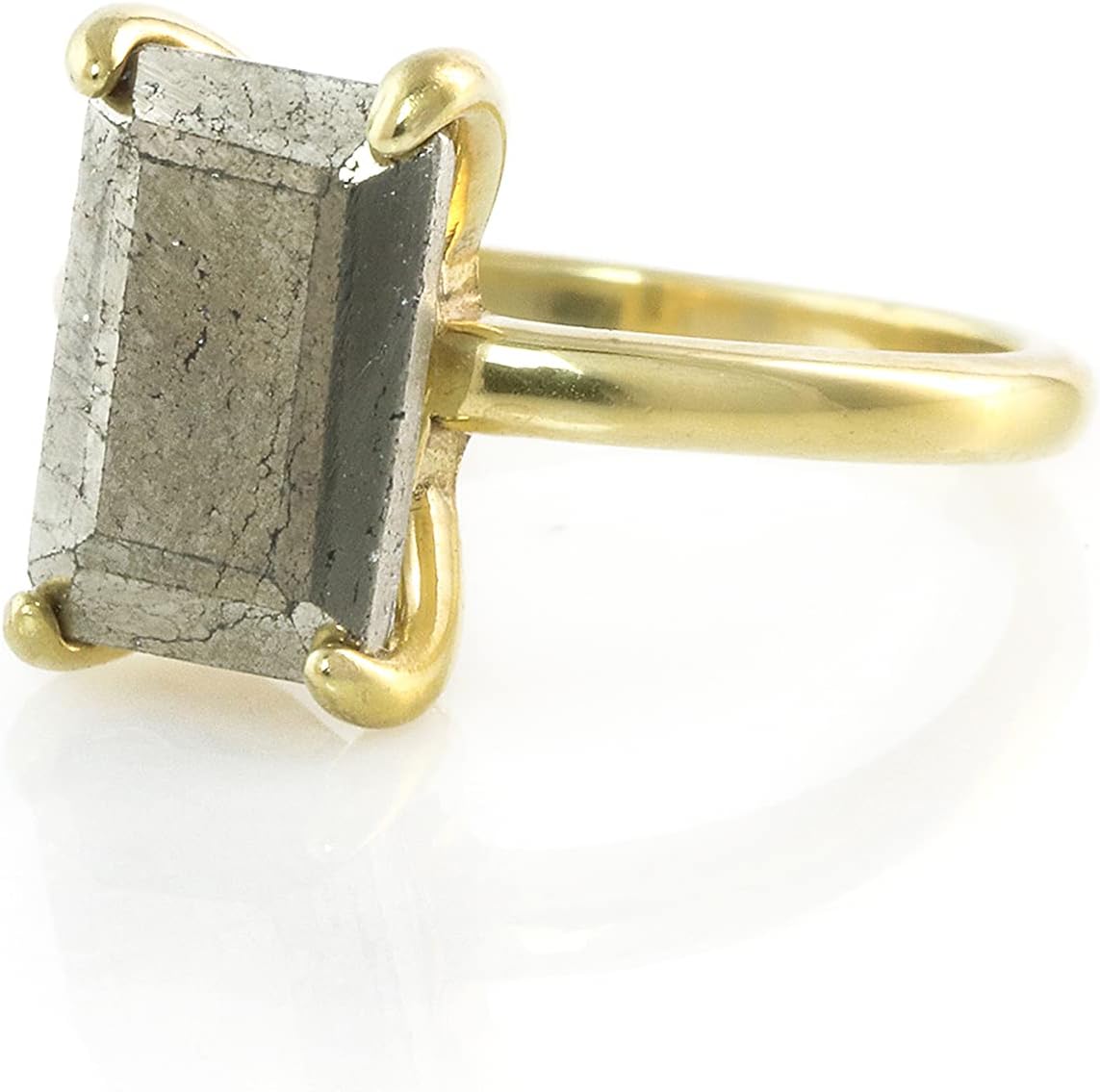 Fashionable Pyrite Stone Gold Ring - Adorable Rectangle Design, Simple Custom Jewelry for Everyday Wear - Handmade for Anniversary, Weddings, Parties - with Fancy Box