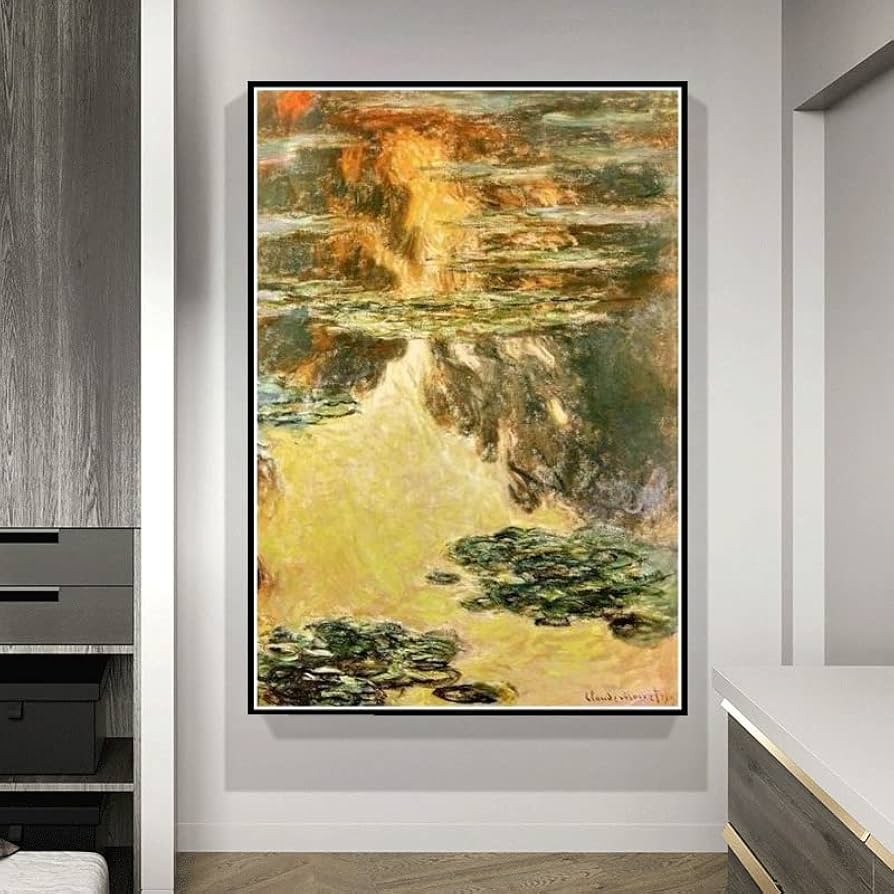 オスカル・クロード・モネ 、睡蓮、希少画集画、新品額装付 クロード・モネ、【睡蓮】、希少画集画、新品高級額・額装付