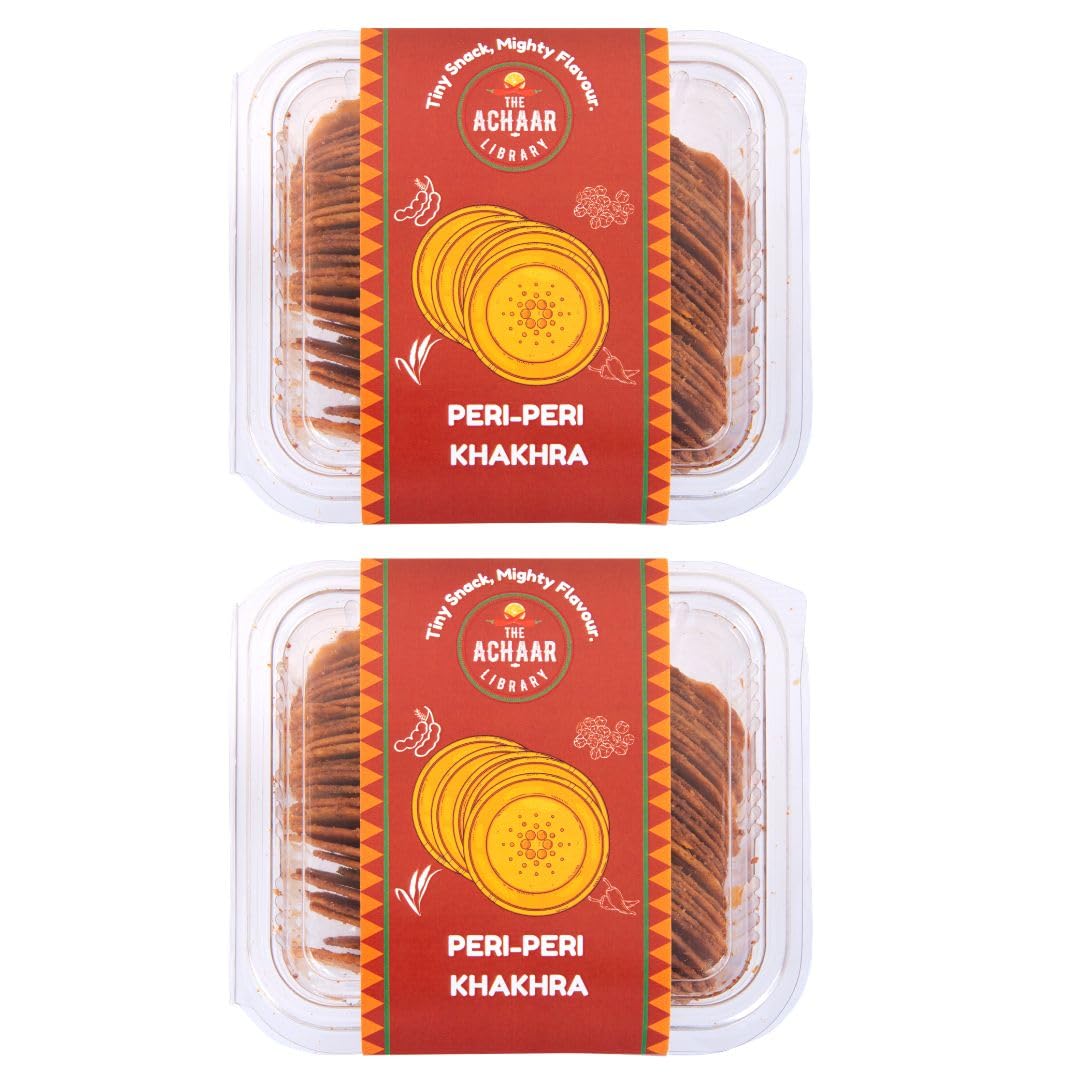 peri peri mini khakhra by the achaar library | whole wheat crisps | bite-sized | pack of 2 (180g*2)
