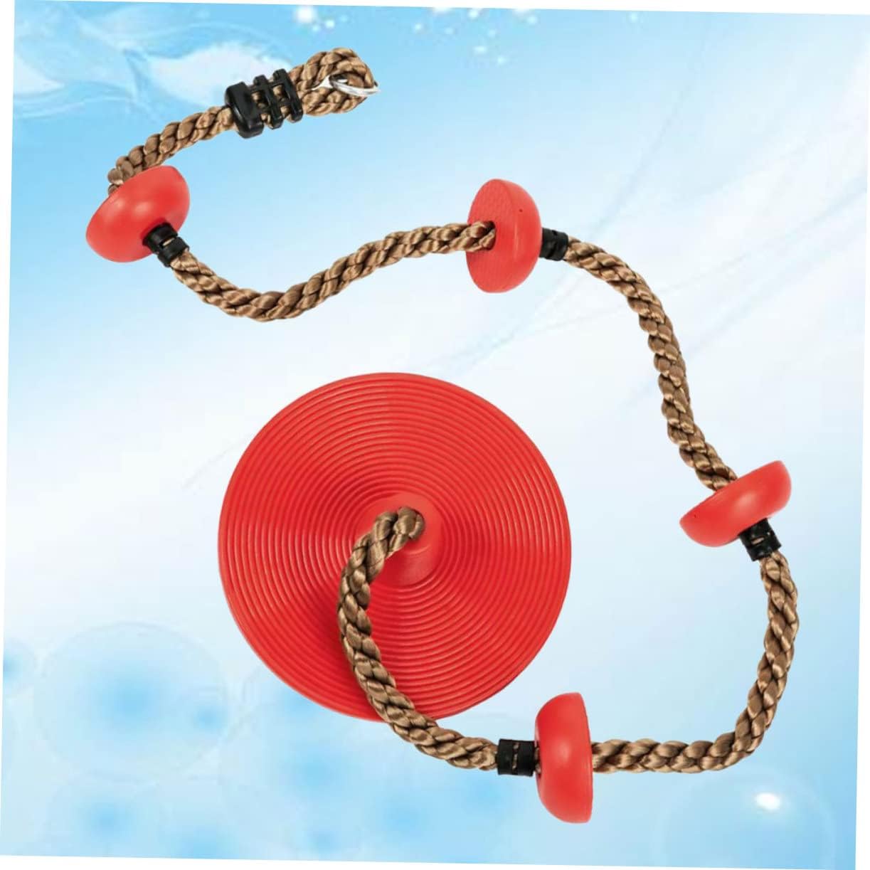 Generic Large Round Disk Swing for Metal Cord and Plastic Saucer Swing Seat Strong Load-Bearing Indoor Outdoor Play Equipment for Boys and Red Recreation