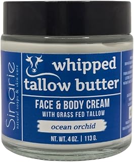 Sinarie Grass-Fed Beef Tallow Body Butter - Emulsified, Non-Greasy Moisturizer, 4 oz Soaps & Skin Care (4 oz., Ocean Orchid)
