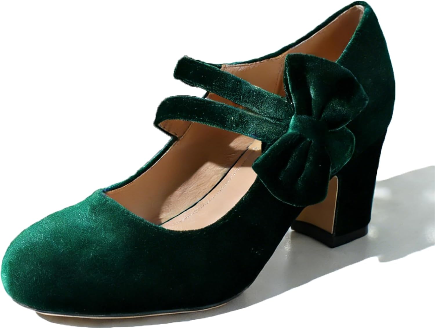 Women’s Suede Chunky Platform Mary Jane Pumps with Bow Hook Loop Comfortable Round Toe 2.55 in Block Heel Party Work Dress Shoes