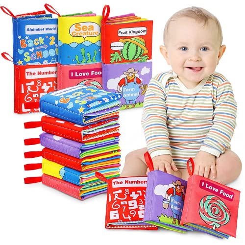 Cloth Books Baby, 6 Set My First Non-Toxic Soft Clothing Book Educational Toys Gifts for 1 Year Old Babies Infants Toddlers Touch and Feel Activity