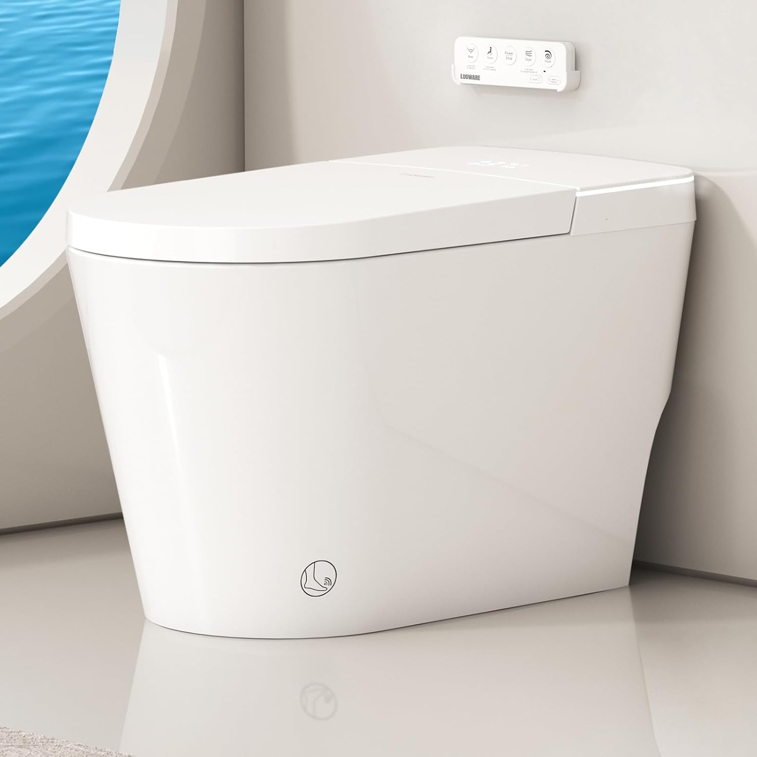 Smart Toilet with Bidet Built in, Luxury One Piece Elongated Bidet Toilet with Auto Close Flush, Foot Sensor to Open/Close/Flush, Heated Seat, Massage Wash, Night Light, Remote Control Smart Toilet with Bidet Built in, Luxury One Piece Elongated Bidet Toilet with Auto Close Flush, Foot Sensor to Open/Close/Flush, Heated Seat, Massage Wash, Night Light, Remote Control