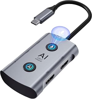AI Laptop Docking Station with Dual 4K Monitor, Language Translator & Voice Transcription Dock, TOPOINT 7-in-1 USB C Hub 100W PD Charging for MacBook Dell HP, Home Office Remote Work Business Travel